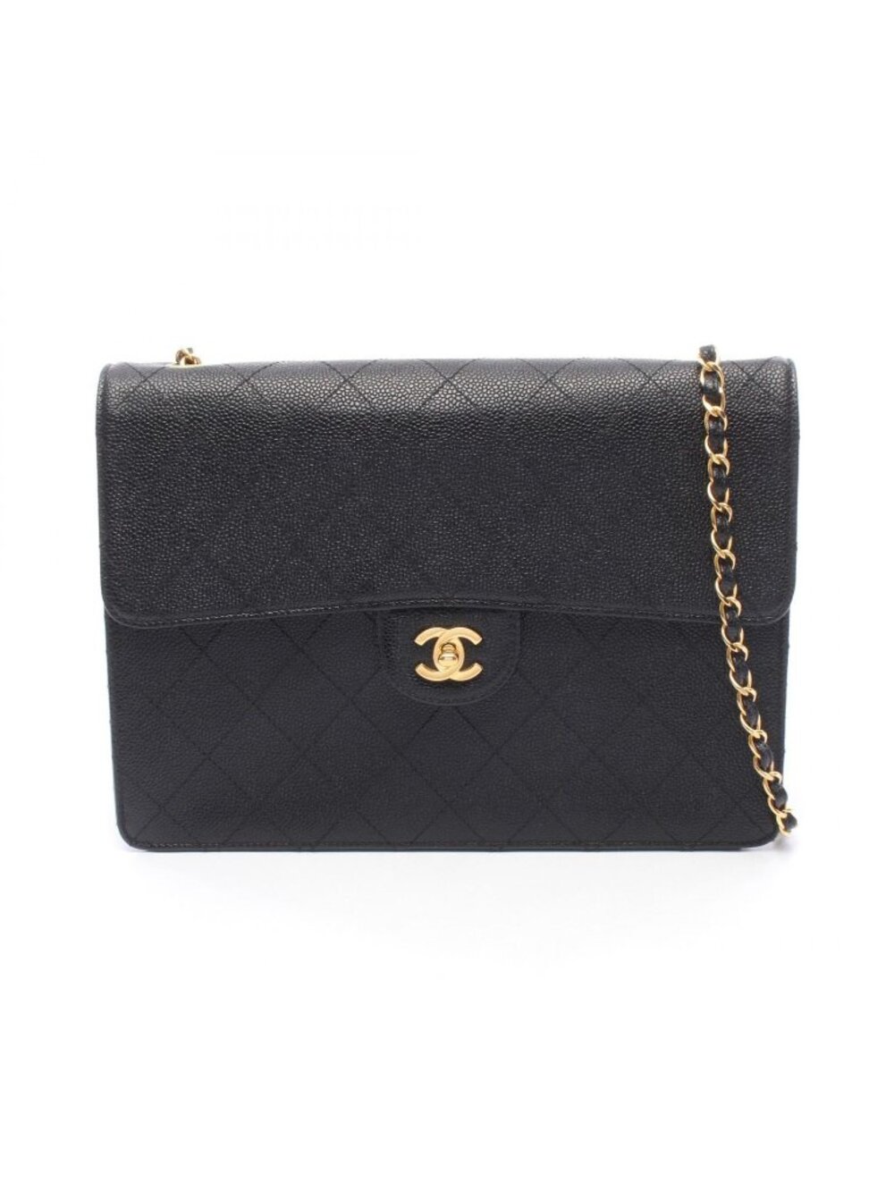 Chanel Shoulder Bag Maxi Quilted 30 Single Flap Black Calf Chain
